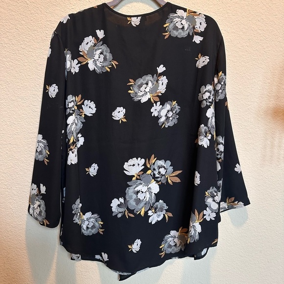 Van Heusen Blue Asymmetrical Tie Front Blouse - Picture 3 of 7